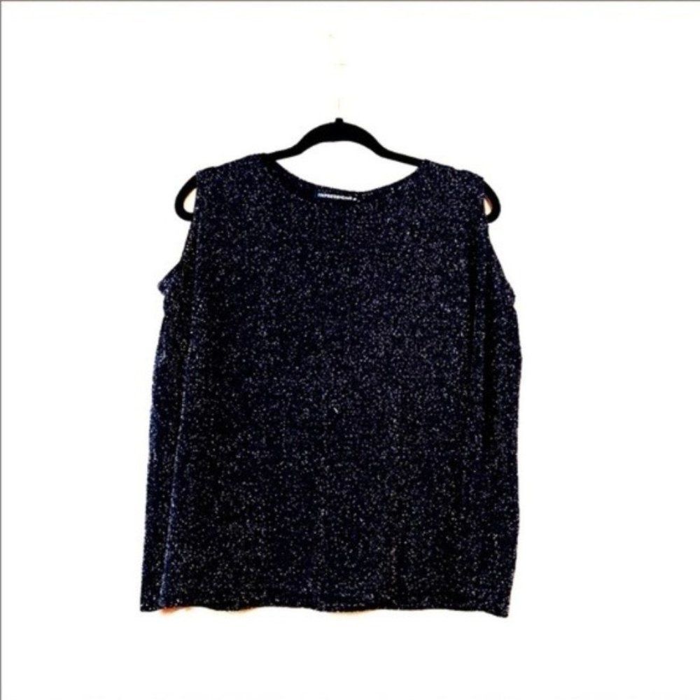 Impressions Black & Gold  Sheer Sleeveless top